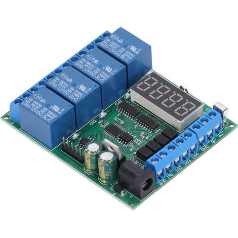 Module Relais Temporisé 4 Canaux avec Affichage LED Numérique 12V CC pour Microcontrôleur et Système Embarqué (1/5)