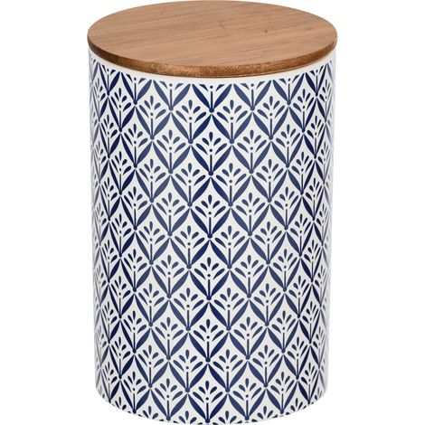 WENKO Barattolo per alimenti Lorca 1,45 l - Barattoli per provviste, barattolo salvafreschezza con coperchio in bambù e guarnizione in silicone ermetico e salva aroma Capacità: 1.45 l, Ceramica, 12.5  (1/3)
