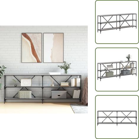 Rangement - vidaXL Table console sonoma gris 200x30x75 cm bois d'ingénierie et fer - Table d'entrée (1/5)