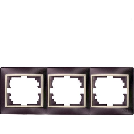 Marco para 3 elementos horizontal negro y perla 225x81x10mm Solera E3/42959