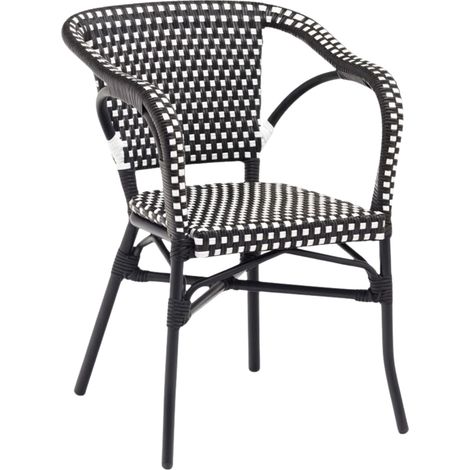 Fauteuil DONA en Rotin synthétique style bistrot pour extérieur