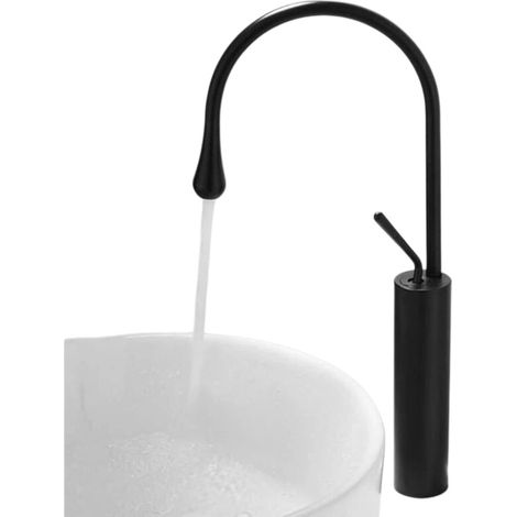 Robinet mitigeur monocommande noir moderne avec flexible G38 pour cuisine et salle de bain (1/4)