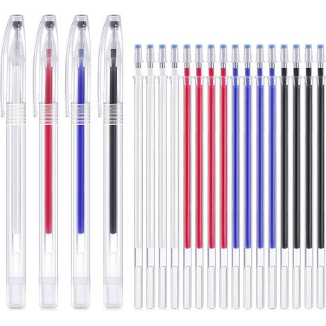 Hitzelöschbare Marker, 4 Farben Stoffmarker mit 16 Nachfüllminen, austauschbare hitzelöschbare Marker zum Quilten, Nähen und für Stoffe