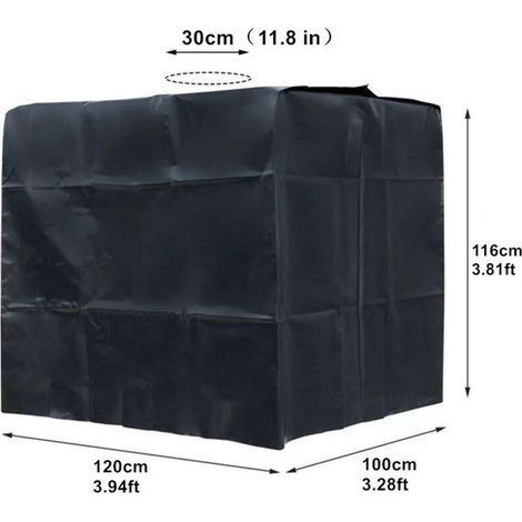 pair Housse de protection pour réservoir d'eau extérieur de 1 000 litres, imperméable et anti-poussière, tissu Oxford, protection solaire, outil d'extérieur (noir) (1/4)