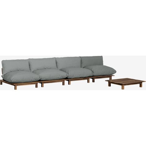Set da giardino con divano reclinabile modulare da giardino 4 pezzi e tavolino in legno di acacia Brina SKLUM            
