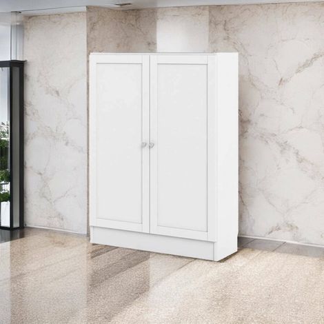 Dmora - Zapatero Sanba, Zapatero, Armario de entrada multiusos, Zapatero, 79x28 h107 cm, Blanco (1/3)