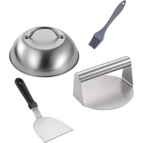 Presse à Hamburger Outil Pratique et Facile à Nettoyer en Acier Inoxydable Pelle et Couvercle Cuisine et Barbecue en Extérieur (1/5)