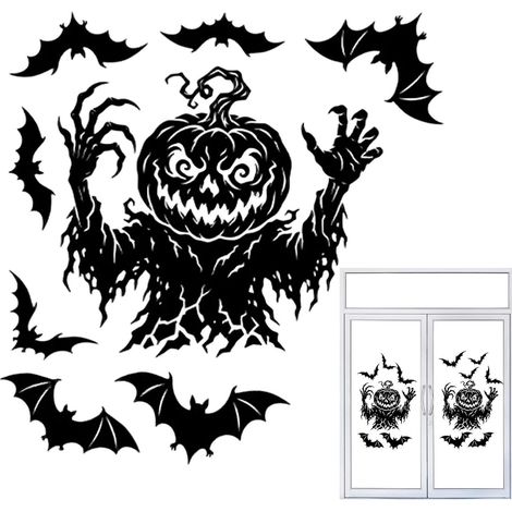 Stickers Halloween Pour Vitres Décoration Effrayante Chauve-Souris Déco Halloween Autocollants Fenêtre Pour Restaurant École Magasin Maison Porte Vitrée Mur (1/5)