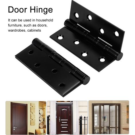 Charnière Porte 304 - Charnière Plat Silence Noir Acier Inoxydable - Équipements de Maison 3.0mm (1/5)
