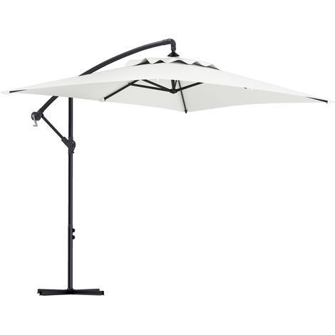 Ombrellone rettangolare decentrato per esterni con manovella e 6 stecche in acciaio, protezione UV, 294 x 193 x 250 cm