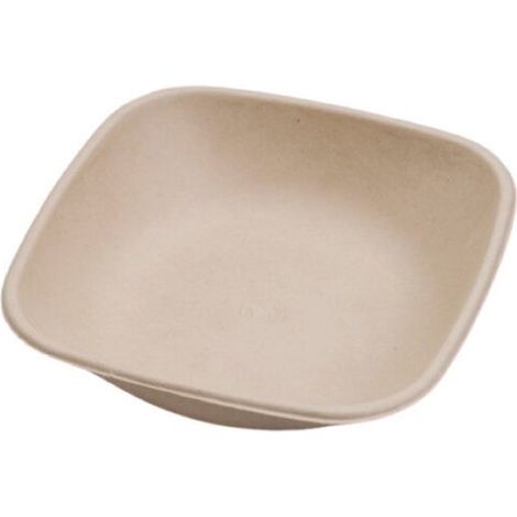 Assiette jetable carrée Nature 750 ml en cellulose - 125 pièces - Ecobioshopping (1/3)