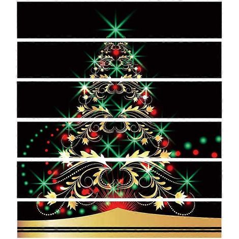 6er-Set Weihnachtsbaum-Fliesen-Boden-Treppen-Aufkleber, wasserfeste Wandtattoos, selbstklebende Kunsttapete