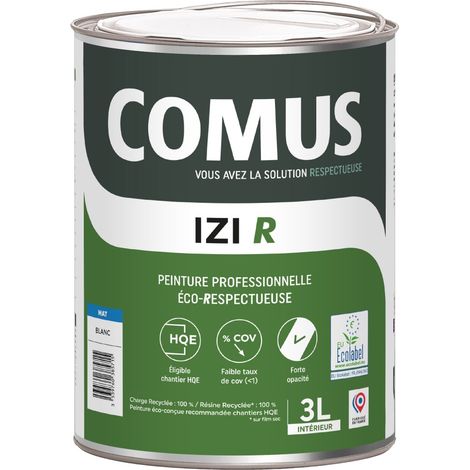IZI R MAT 3L - Peinture en phase aqueuse finitions B éco-respectueuse à base de 50% de matières recyclées - COMUS