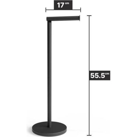 Porte Papier Toilette sur Pied Noir - Support Rouleau WC avec Réserve - Dérouleur Papier Toilette sur Pied - Accessoire WC Moderne (1/5)