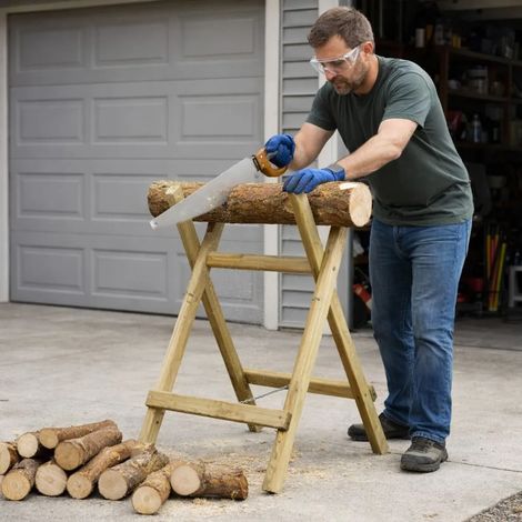 Chevalet en bois naturel pour sciage (1/5)