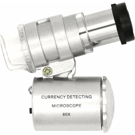 Lente d'ingrandimento portatile regolabile 60x con illuminazione a LED e UV per il rilevamento di banconote contraffatte – 1 pezzo