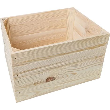 Caisse en bois 40x30x24 cm - caisse à fruits, caisse à vin, caisse à pommes transformée en étagère à chaussures DIY - aspect vintage naturel (1/5)