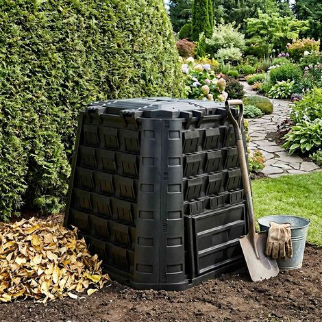 vidaXL Compostiera da giardino Nero 91 x 91 x 83 cm 100% PP (1/5)