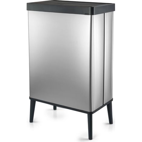 Poubelle Verto haute capacité de 54 L, couvercle poussoir, design élégant, assemblage facile, argent perlé (1/5)