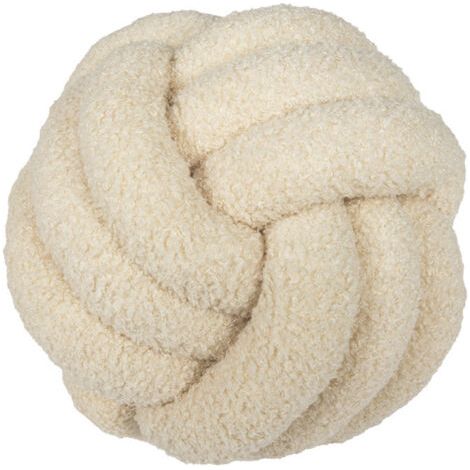 Coussin décoratif en laine d'agneau noué (beige, 20 cm)