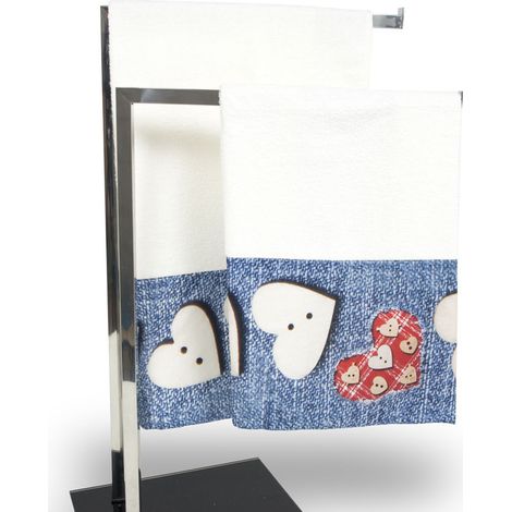 Set Asciugamani E Teli Bagno In Stampa Digitale Linea Fresh Dis. Jeans 35, misuraCopiolacoloreJeans