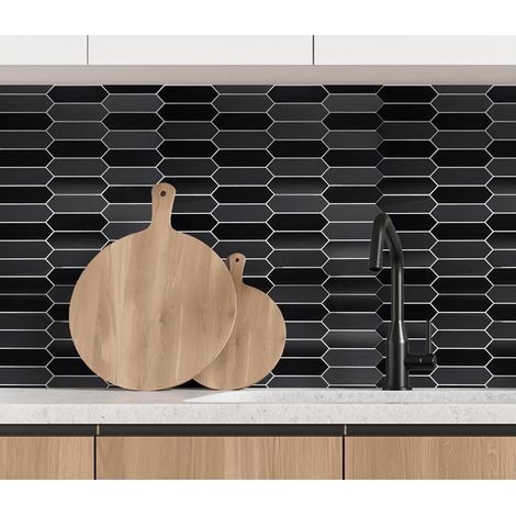 Lot de 12 Crédences Adhésives Rigides Hexagone Marbre Noir 32,5 x 32,5 cm - 1,27 m² - Livraison gratuite (1/5)