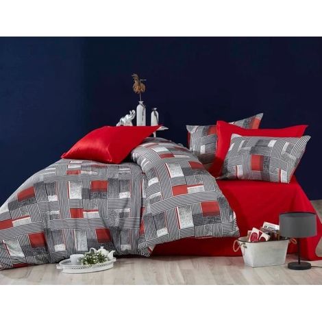 Bettdecke - 1 Bettbezug 220 x 240 cm + 2 Kissenbezüge 60 x 60 cm - 100 % Polyester-Mikrosatin - Grau