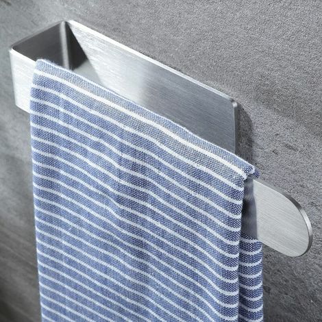 Portasciugamani da bagno 23 cm, adesivo, per cucina, in acciaio inox SUS304, argento (1/5)