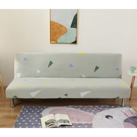 Armloser Sofabezug, Stretch-Sofa-Schonbezug, Couchbezug für Schlafsofa, Armloser Sofabezug, kleines buntes Dreieckmuster, FLITI