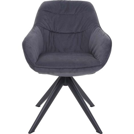 Sedia da pranzo x1 imbottita con bracciolo girevole in metallo tessuto grigio 040006326