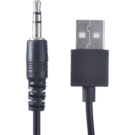 Câble USB to DC pour écouteurs, prise Jack audio auxiliaire mâle 3,5 mm vers USB 2.0 mâle pour casque rechargeable ou appareil personnel 3,5 mm (1/5)