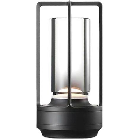 Lumison Kristalllaterne Tischleuchte, wiederaufladbar, kabellos, LED, 3-farbige LED-Beleuchtung, schwarze Ausführung, Lampe fürs Schlafzimmer