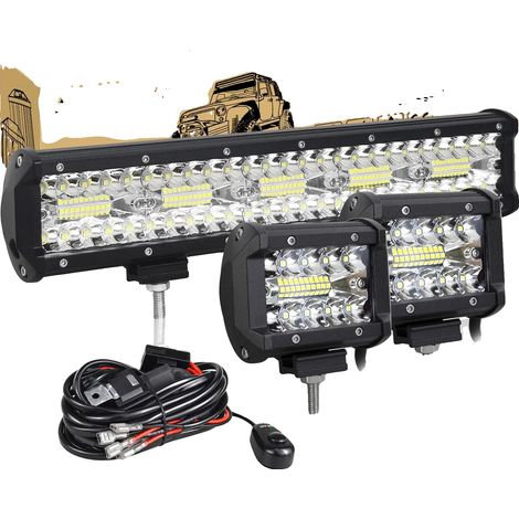 Barra de luz LED, haz combinado, diseño impermeable, cable de 38 cm (15 pulgadas) y 300 W. (1/2)