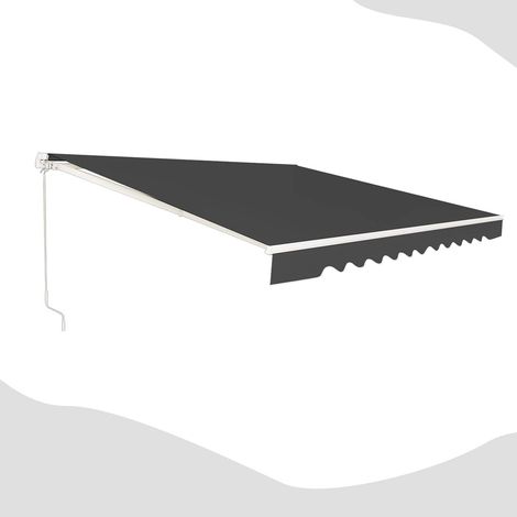 GOPLUS Store Banne Retractable, Auvent d'Abri Manuel en Aluminium et Tissu Resistant aux UV et a l'eau avec Manivelle et Angle Reglable 5-35°pour Balcon, Fenetre, Terrasse (300X250CM, Gris) (1/5)
