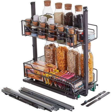 DISPENSA junior III Apothekerauszug anthrazit für Korpusbreite 300 mm mit Einhängekörben / Kesseböhmer