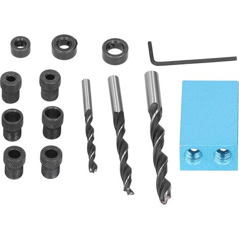 14-teiliges Set aus Aluminiumlegierung mit 15°-Winkel-Taschenlochbohrlehre für Holzbearbeitung (1/5)