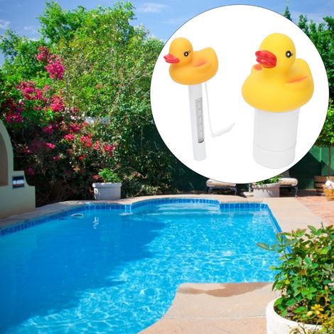 Hochtemperaturbeständiges Wasserthermometer und Chlorspender – 2-teiliges Set für Schwimmbäder (1/5)