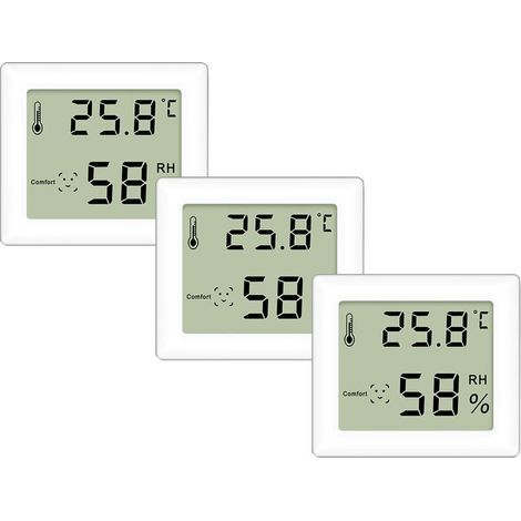 Termohigrómetro, juego de 3, termómetro e higrómetro ultrafino, higrómetro digital, termómetro interior para montaje vertical o en pared (1/5)