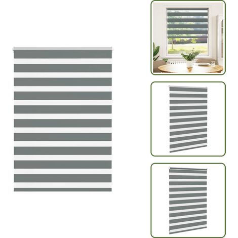 Zebrarollo Dunkelgrau 95x100 cm Stoffbreite 90,9 cm Polyester - Zebra-Jalousie - Zebra-Jalousien - Zebra-Rollo - Doppelrollo (1/5)