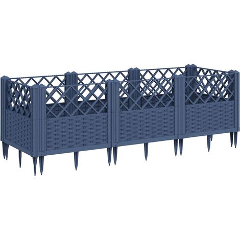 Maison Exclusive - Pflanzkasten mit Erdspießen Blaugrau 123,5x43,