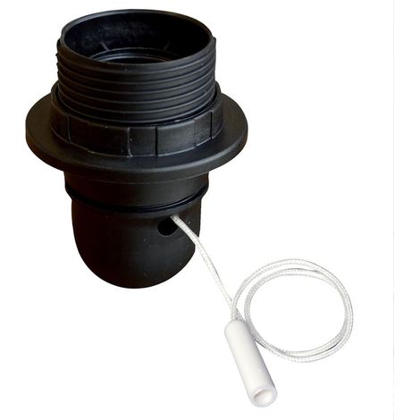 Douille plastique PET noir E27 avec interrupteur à tirette garantie 5 ans 60W 16 cm 4A 250V 46 x 66mm (1/4)