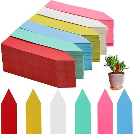 Lot de 600 étiquettes de plantes 10 cm, piquets en plastique résistants à l'eau, marqueurs pour pots, pépinière et jardin, 6 couleurs (1/5)