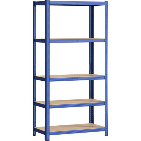 Wiltec Estantería para cargas pesadas azul 100x50x204cm sistema de encaje 5 baldas 200kg/nivel (1/5)