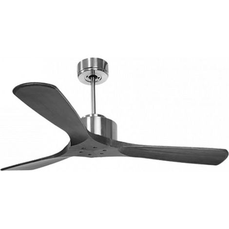 Modulo de KlassFan - Super destratificateur et ventilateur DC 132 cm Chrome pales bois noir sans Lumière  25 à 40 m²