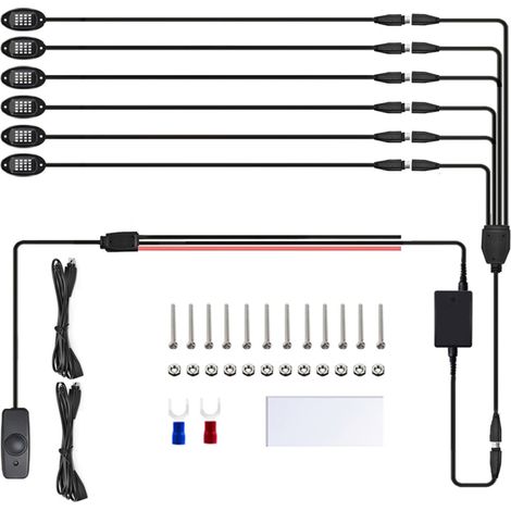 6 projecteurs LED RGB pour roches, 96 LED multicolores néon sous caisse, étanches, avec application et contrôle RF pour Jeep, camion tout-terrain, voiture, quad, SUV et moto.