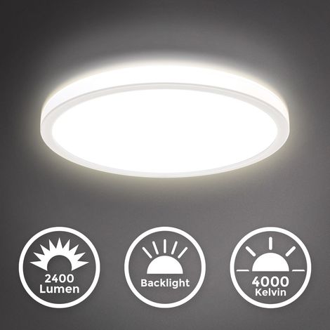 LED Panel Ø29,3 cm - 18W, 2400lm, dimmbar, flach, backlight, neutralweiß, weiß