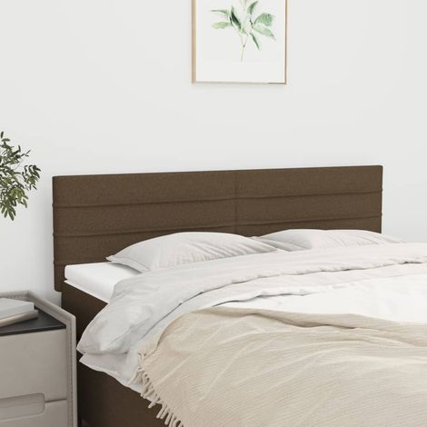 2 pcs Têtes de lit pour lit double, Tableau décoratif de chevet Marron foncé 72x5x78/88 cm Tissu CDE82094 (1/5)