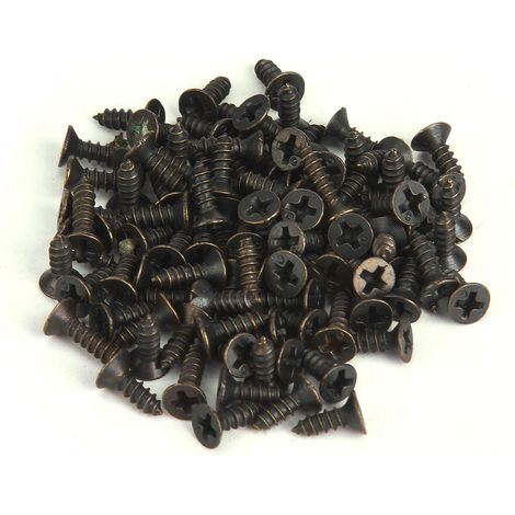 Vis antique en fer, vis autoperceuses tête plate pour usage multiple, 500g, 2x10mm bronze, lot de vis polyvalentes. (1/5)