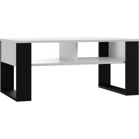 AUREA - Rectangular loft style coffee table - Dimensions 90x58x50 cm - Coffee table with 2 shelves (1/4)