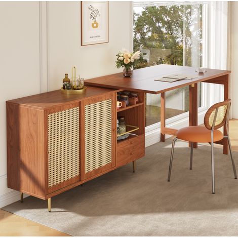 Ausziehbarer Bartisch mit 360°-Drehung und Stauraum 187 x 40 x 76 cm, MDF braun HAVRYA (1/5)